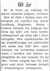 Löfgren Astrid Amanda Älvsbyn 60 år 17 Aug 1957 PT