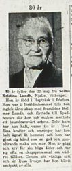 Lund Selma Kristina Njalle 80 år 21 maj 1963 NK