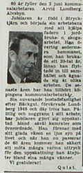 Lundberg Arvid Älvsbyn 60 år 30 maj 1953 PT