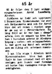 Lundberg Arvid Älvsbyn 65 år 2 Juni 1958 NK