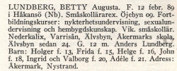 Lundberg Betty Från boken Sveriges Småskollärarinnor tryckt 1945