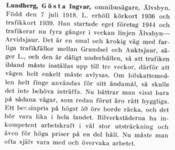Lundberg Gösta Ingvar Älvsbyn Från boken Motorismen och dess män tryckt 1950