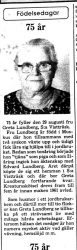 Lundberg Greta södra Vistträsk 75 år 28 Aug 1975 PT