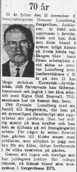 Lundberg Gunnar fd Arvidsträsk 70 år 24 Dec 1965 PT