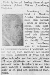 Lundberg Johan Wiktor Vistträsk 75 år 19 Mars 1964 NSD
