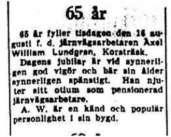 Lundgren Axel William Korsträsk 65 år 16 Aug 1949 NK