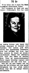 Lundgren Beda Vidsel 70 år 2 mars 1957 Nk