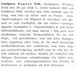 Lundgren Ragnar Erik Älvsbyn Från boken Motorismen och dess män tryckt 1950