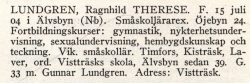 Lundgren Therese Från boken Sveriges Småskollärarinnor tryckt 1945