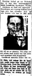 Lundkvist Albin Stryktjärn 70 år Maj 1958 NK