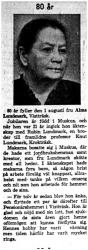 Lundmark Alma Vistträsk 80 år 31   Juli 1959 NK