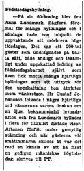 Lundmark Anna Sågfors 60 år 19  Okt 1949 PT