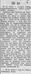 Lundström Albert Älvsbyn 50 år 29 April 1957 PT