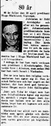 Marklund Hugo Vistträsk 80 år 22 Maj 1964 PT