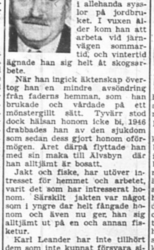 Nilsson Karl Leander Älvsbyn 65 år 4 Sept 1957 PT