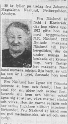 Näslund Johanna Magdalena Petbergsliden 80 år 28 Mars 1964 NSD