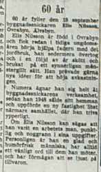 Nilsson Elis Övra byn 60 år 18 sept 1953 NK