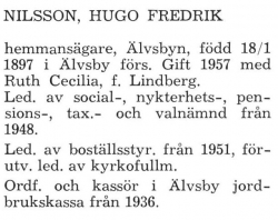 Nilsson Hugo Fredrik Älvsby Köping 1957