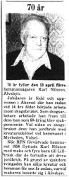 Nilsson Karl Älvsbyn 70 år 12 April 1975 PT