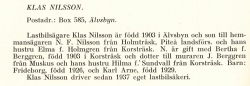 Nilsson Klas Från Boken Svensk Familjekalender Tryckt 1945