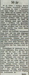 Nilsson Klas Norrabyn 50 år 22 aug 1953 PT