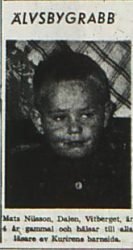Nilsson Mats Vitberget Dalen 4 år 15 okt 1955 NK