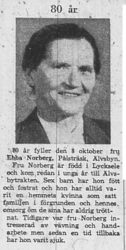 Norberg Ebba Viktoria Pålsträsk 80 år 7 okt 1965 NK