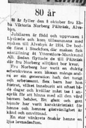 Norberg Ebba Viktoria Pålsträsk 80 år 7 okt 1965 PT