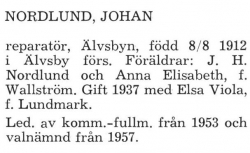 Nordlund Johan Älvsby Köping 1957