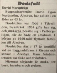 Nordström David Älvsbyn död 31 Maj 1975 NK