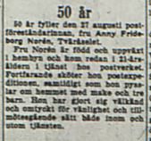 Norén Anny Frideborg Tväråselet 50 år 27 Augusti 1953 NK