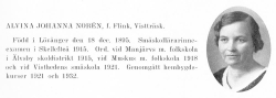 Norén-Flink Alvina 18951218 Från Svenskt Porträttarkiv