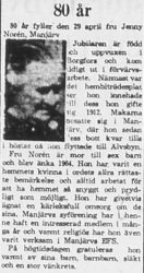 Norén Jenny Manjärv 80 år 28 April 1965 PT