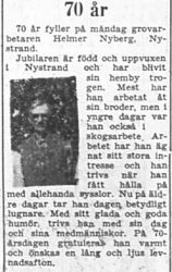 Nyberg Helmer Nystrand 70 år 31 Aug 1957 PT