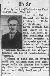 Olofsson Knut Olof Vistträsk 65 år 8 Dec 1965 PT