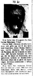 Oskarsson Emy Lovisa Vidsel 70 år 16 aug 1961 NK