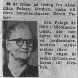 Palage Alma Elida Älvsbyn 65 år 19 Jan 1953 NSD