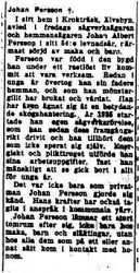 Persson Johan Albert Krokträsk död 14 April 1953 NK