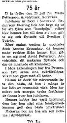 Pettersson Maria Arvidsträsk 75 år 18   Juli 1959 NK