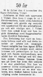 Rehnberg Signe Vidsel 50 år 5 Nov 1965 PT