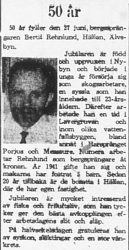 Rehnlund Bertil Hällan 50 år 25 Juni 1965 PT