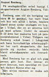 Renberg August vidsel död 8 juni 1963 NK