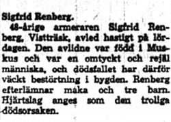 Renberg Sigfrid Vistträsk död 11  Aug 1958 NK