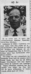 Rosander Hjalmar Norrabyn 60 år 14 mars 1957 NK