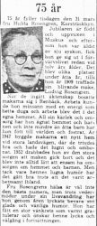 Rosengren Hulda Korsträskbyn 75 år 28 Mars 1964 PT