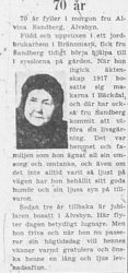 Sandberg Alvina Älvsbyn 70 år 16 Jan 1957 PT