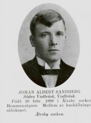 Sandberg Johan Albert Södra Vistträsk Vistträsk