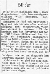 Sandgren William Wille Sörstrand 50 år 27 feb 1965 PT