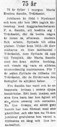 Sandin Maria Evelina Tväråselet 75 år 23 Aug 1957 PT