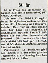 Sandström Karl Helmer 50 år 12 jan 1954